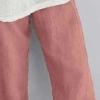 Maiyifu-GJ Women's Cotton Linen Slim Pants Summer Beach Casual Baggy Pant Elastic Waist Lightweight Wide Leg Trousers (Pink,Medium) view 2