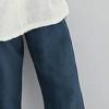 Maiyifu-GJ Women's Linen Casual Baggy Cropped Pants Elastic Waist Summer Beach Trousers Lightweight Wide Leg Flowy Sweatpants (Dark Blue,X-Large) view 2