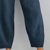 Maiyifu-GJ Women's Linen Casual Baggy Cropped Pants Elastic Waist Summer Beach Trousers Lightweight Wide Leg Flowy Sweatpants (Dark Blue,X-Large) view 3