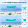 Beach Tent, Camping Tent UPF50+ with 8 Sandbags, Beach Essentials for 6-12 Persons, Beach Shade Canopy with Stability Poles and Big Ground Pegs, Pop Up Canopy for Camping, Picnics, 10X10FT Turquoise view 2