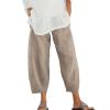 Maiyifu-GJ Women's Linen Casual Baggy Cropped Pants Elastic Waist Summer Beach Trousers Lightweight Wide Leg Flowy Sweatpants (Apricot,5X-Large) view 1
