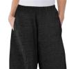 Maiyifu-GJ Women's Linen Baggy Cropped Pants Solid Elastic Waist Summer Beach Trousers Lightweight Wide Leg Loose Sweatpants (Black,4X-Large) view 2