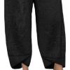 Maiyifu-GJ Women's Linen Baggy Cropped Pants Solid Elastic Waist Summer Beach Trousers Lightweight Wide Leg Loose Sweatpants (Black,4X-Large) view 3