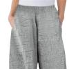 Maiyifu-GJ Women's Linen Baggy Cropped Pants Solid Elastic Waist Summer Beach Trousers Lightweight Wide Leg Loose Sweatpants (Grey,Large) view 2
