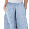 Maiyifu-GJ Women's Linen Baggy Cropped Pants Solid Elastic Waist Summer Beach Trousers Lightweight Wide Leg Loose Sweatpants (Light Blue,Medium) view 2