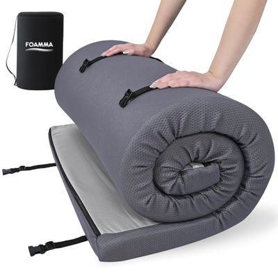 Foamma 3" x 26" x 72" Memory Foam Roll-Up Camping Mattress with Water Resistant Zipper Cover, Foldable and Portable for Camping, RV Bunk, Tent, Guest Bed, Outdoor and Dorm, CertiPUR-US Certified Foam
