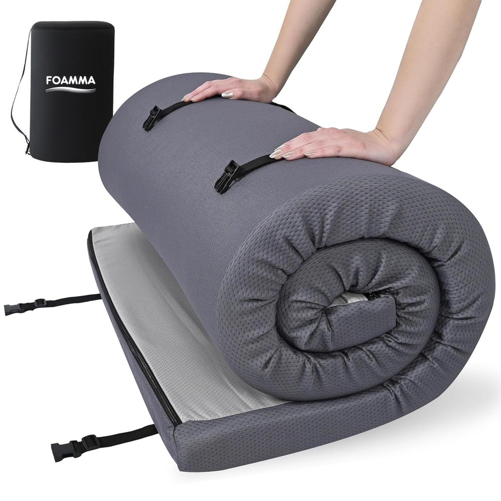 Foamma 3" x 26" x 72" Memory Foam Roll-Up Camping Mattress with Water Resistant Zipper Cover, Foldable and Portable for Camping, RV Bunk, Tent, Guest Bed, Outdoor and Dorm, CertiPUR-US Certified Foam