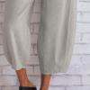 Maiyifu-GJ Women's Linen Casual Baggy Cropped Pants Elastic Waist Summer Beach Trousers Lightweight Wide Leg Flowy Sweatpants (Grey,Medium) view 3