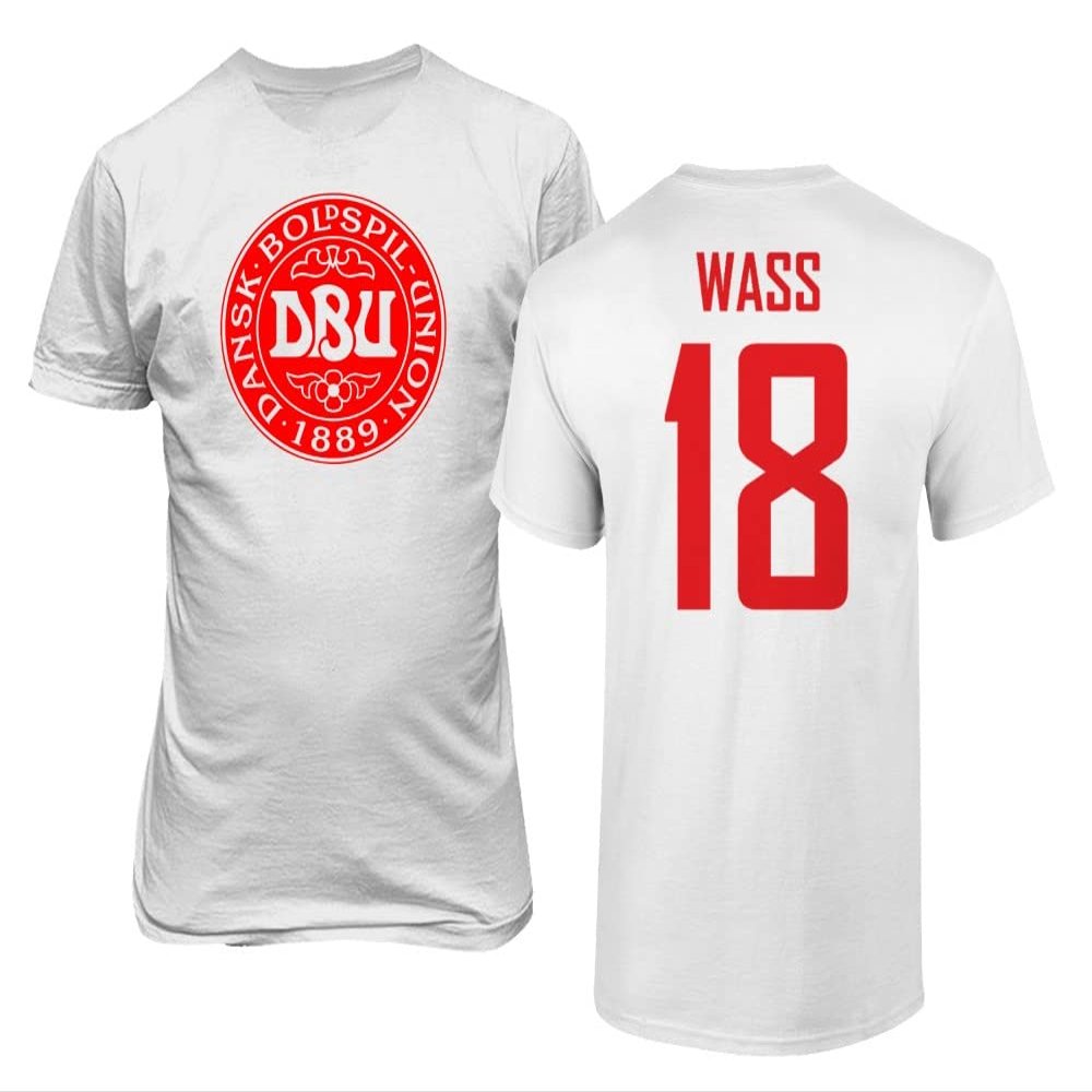 FLAURA Denmark Soccer #18 Wass World Football Fans Adult and Youth T-Shirt (White, 4X-Large)