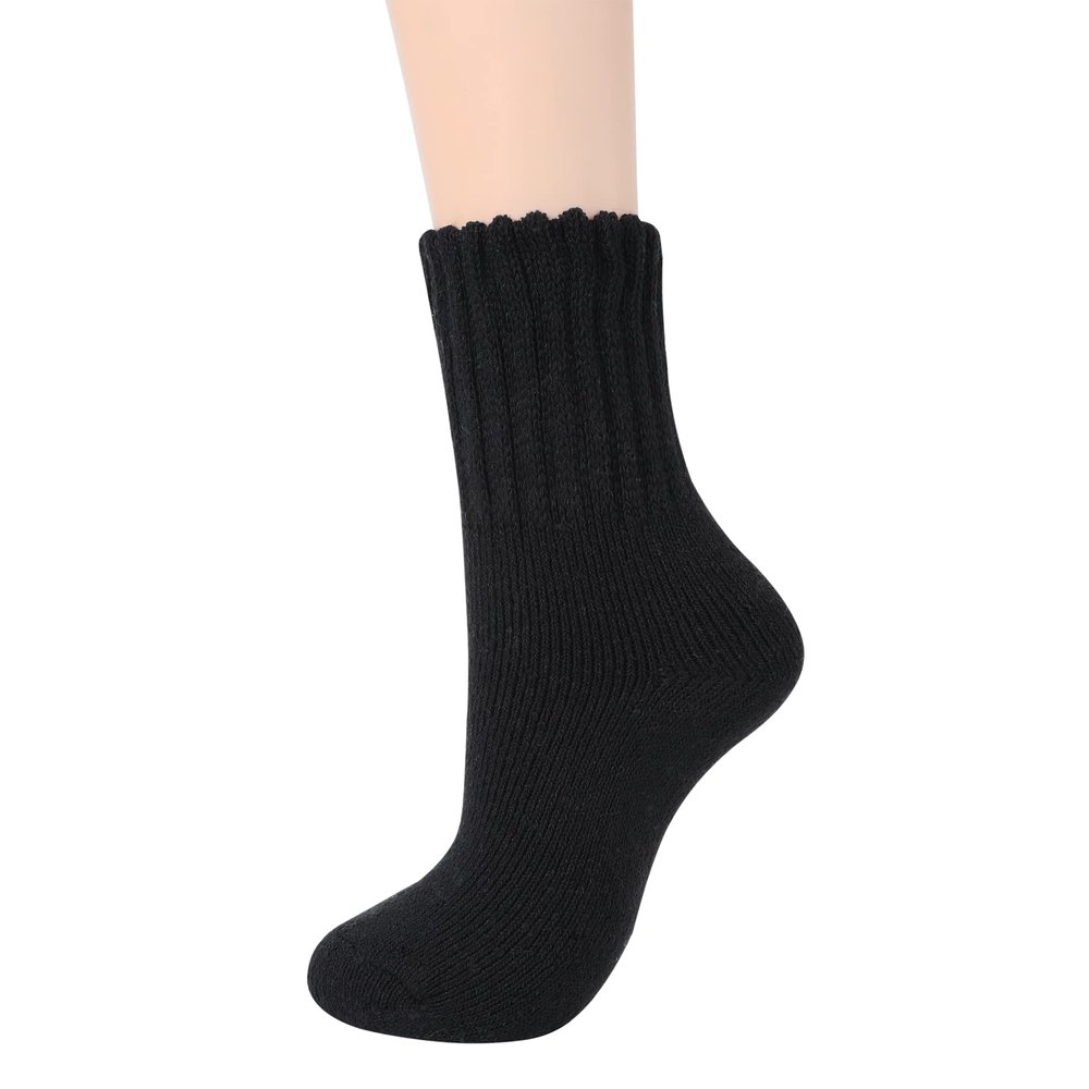 Zando Cozy Warm Winter Socks for Women Soft Slouch Fuzzy Socks Thick Comfy Fleece Socks for Girls Womens Wool Boot Socks Thanksgiving Socks Fall Long Socks C Black One Size