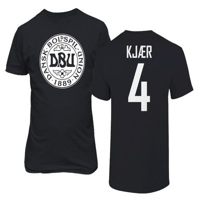 FLAURA Denmark Soccer #4 Kjaer World Football Fans Adult and Youth T-Shirt (Black, 3X-Large)