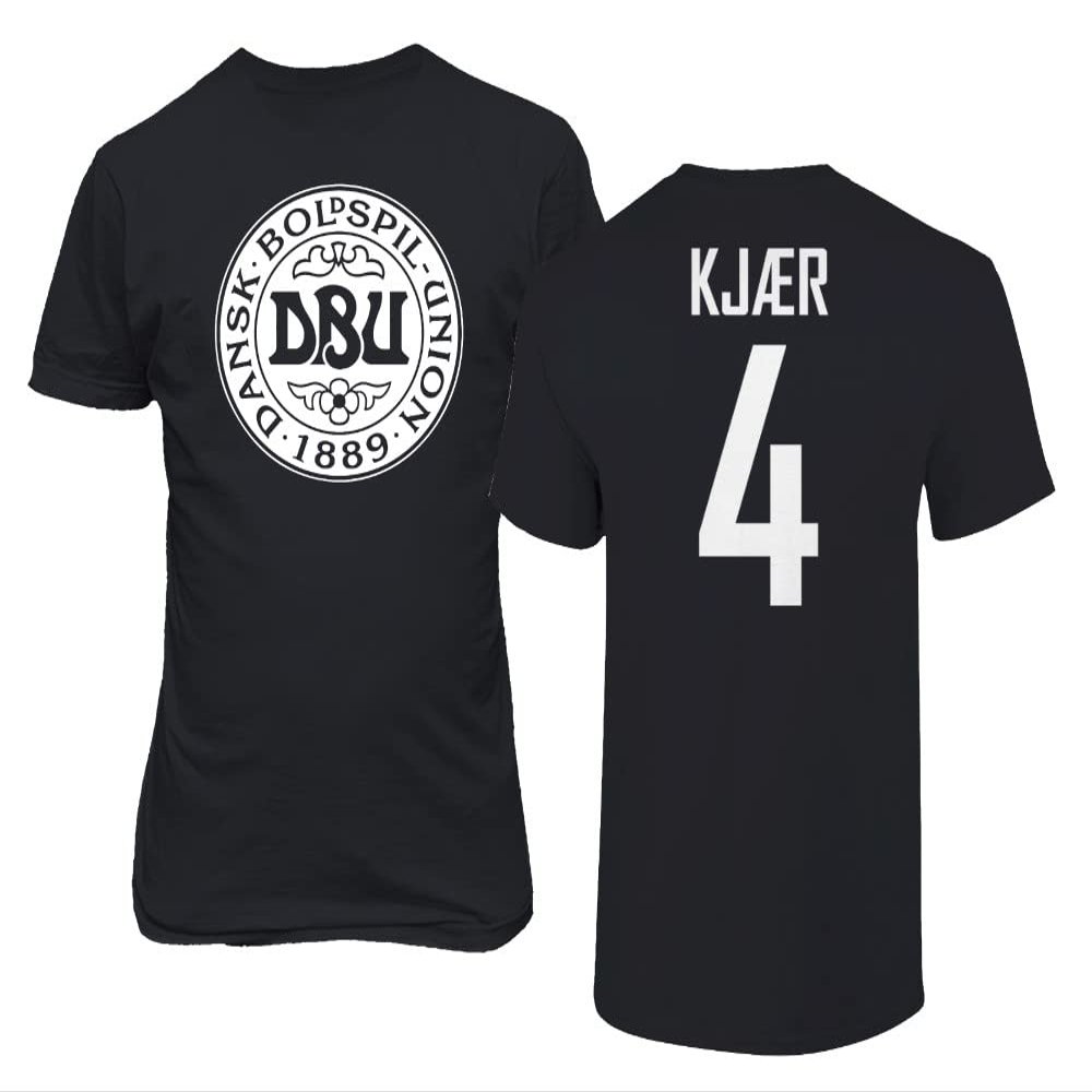 FLAURA Denmark Soccer #4 Kjaer World Football Fans Adult and Youth T-Shirt (Black, 3X-Large)