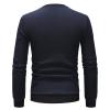JEsilunmaMY Men's Round Neck Sweatshirt Long Sleeve Crewneck Slimming Pullover Tops Solid Color Casual Quilted Jumper Sweater (Dark Blue,Medium) view 2