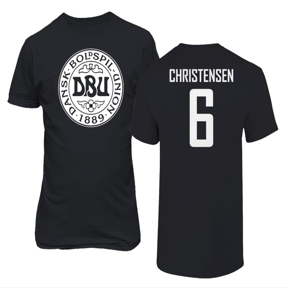 FLAURA Denmark Soccer #6 Christensen World Football Fans Adult and Youth T-Shirt (Black, 5X-Large)