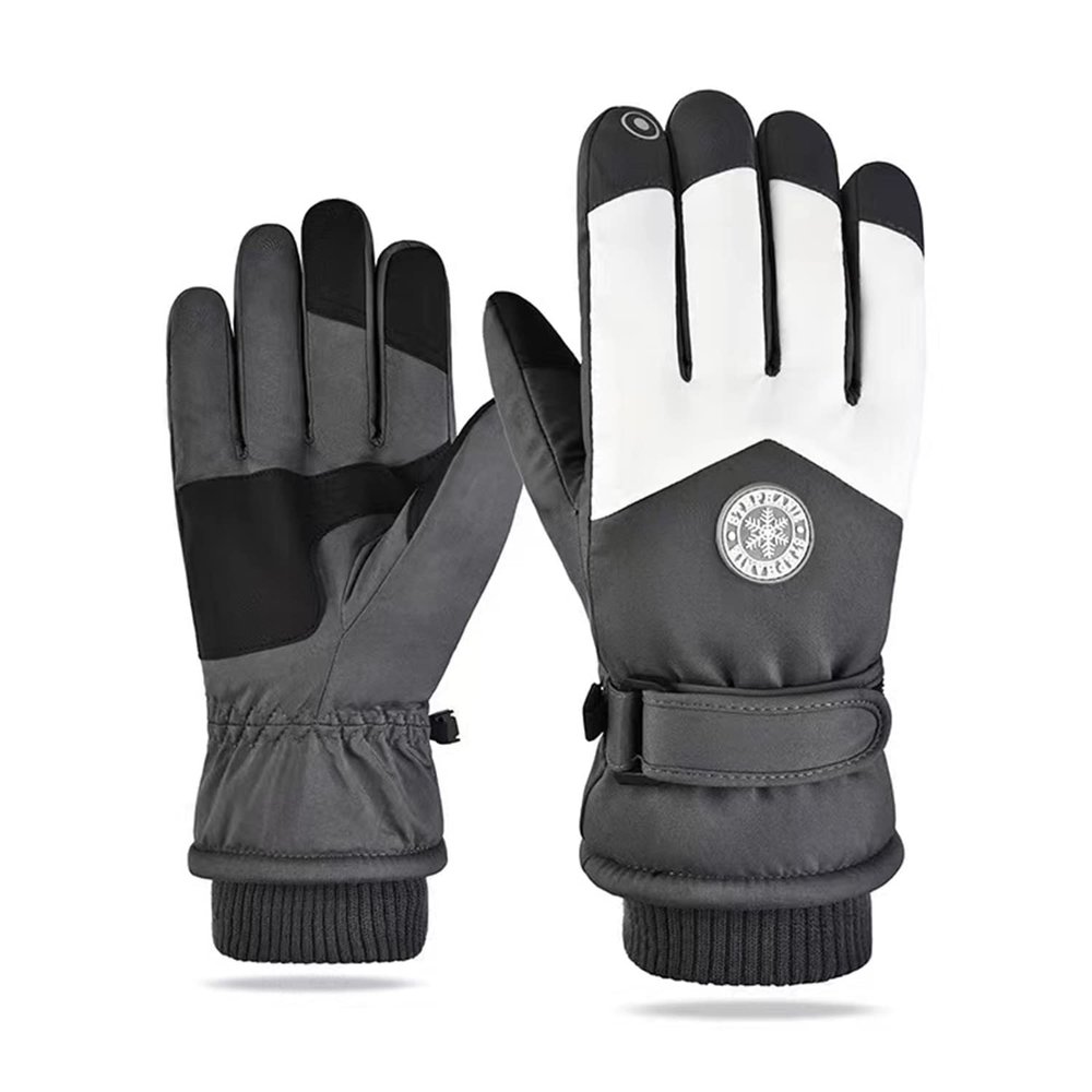 Clape Ski Gloves,Winter Outdoor Waterproof Gloves Breathable Thermal Glove Touch Screen Cold Weather Gloves, Dark Grey/White
