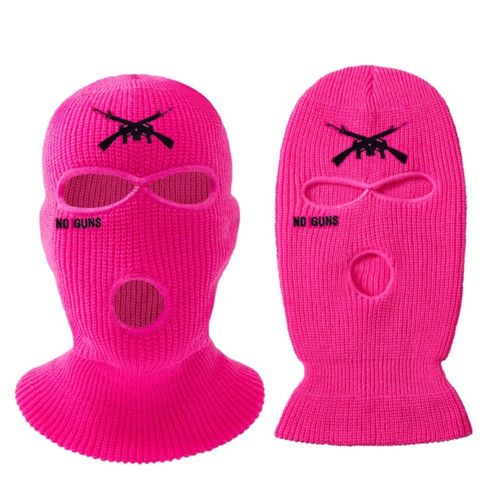 3 Hole Ski Mask Sheisty Mask Knitted Full Face Balaclava Winter Warmer Outdoor Sports Thermal for Men Women Rose Red