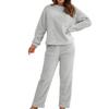 Homgro Women's Long Sleeve Fleece Pajama Set 2 Piece Sherpa Lined Pullover Shirt and Pants Jammies Warm Matching Outfit Fall Pjs Winter Lounge Set Soft Loungewear Cozy Sleepwear Light Grey Large view 2
