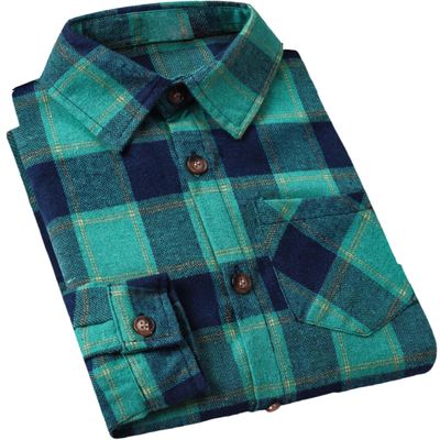 Cromoncent Men's Casual Plaid Flannel Long Sleeve Button Down Shirts, Teal Navy, 4X-Large