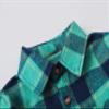 Cromoncent Men's Casual Plaid Flannel Long Sleeve Button Down Shirts, Teal Navy, 4X-Large view 4