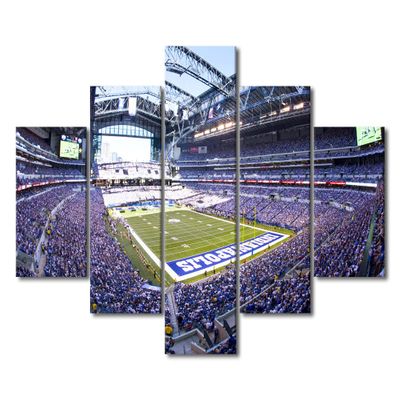 5 Pieces Pictures for Living Room Indianapolis Football Stadium Paintings on Canvas American Soccer Wall Art Modern Artwork Home Wall Decor Giclee Wooden Framed Stretched Ready to Hang (60" Wx40 H)