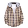 Striped Shirt for Men Vintage Button Up Long Sleeve Casual Dress Shirts Regular Fit Big and Tall Retro Cotton T-Shirts D-Khaki view 1