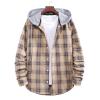Striped Shirt for Men Vintage Button Up Long Sleeve Casual Dress Shirts Regular Fit Big and Tall Retro Cotton T-Shirts D-Khaki view 2
