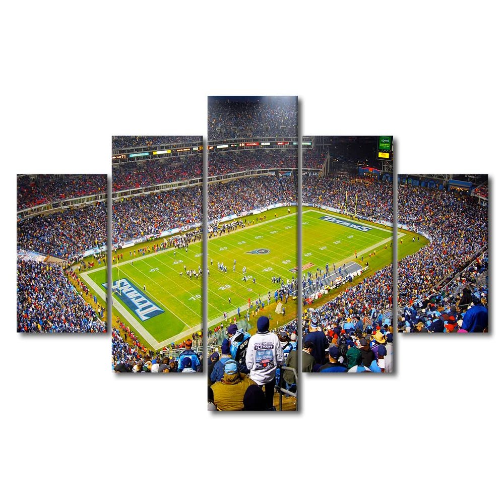 5 Panels American Tennessee Decor Wall Art Nissan Stadium Sports Canvas Printing Posters Picture Modern Artwork for Boys Bedroom Living Room Decorations Stretched and Framed Ready to Hang (60"Wx32"H)
