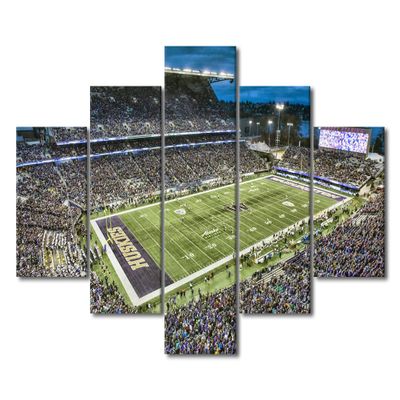 5 Panels Wall Art for Living Room Husky Stadium Paintings on Canvas American Soccer Pictures Giclee Artwork Canvas Wall Art Home Wall Decor Posters Wooden Framed Stretched Ready to Hang (60" Wx40 H)