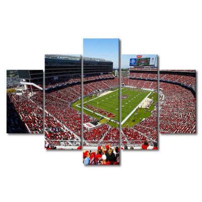 California, US Decor Wall Art American Soccer Team Canvas Printing 5 Piece Posters Stadium Picture Modern Artwork for Boys Bedroom Living Room Decorations Stretched and Framed Ready to Hang(60"Wx32"H)