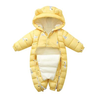 Baby Girl Winter Snowsuit Boys Girls Jumpsuit Outwear Snowsuit Padded Jacket Warm Romper Coat (Yellow, 12-18 Months)
