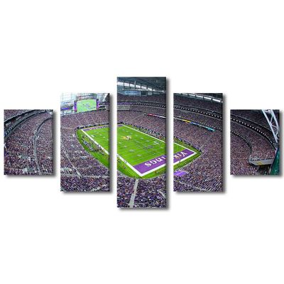 5 Piece American Decor Vikings Soccer Team Sport Wall Art U.S. Bank Stadium Paintings Minnesota, USA Sports Stadium Pictures Home Decor for Living Room Framed Gallery-Wrapped Ready to Hang (60"Wx32"H)