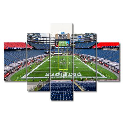 5 Pieces Canvas Wall Art, American Soccer Greater Boston Gillette Stadium Art Print for Wall Decor, Football Sports Stadium Posters Paintings for Room Wall Modern Decor Framed Ready to Hang(60"Wx32"H)