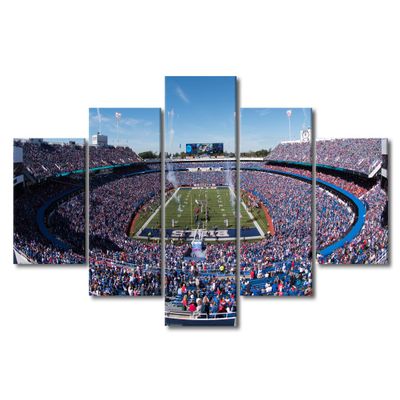 5 Panel Wall Art American New York Football Poster on Canvas Framed Art Sport Paintings Home Decor Buffalo Sports Stadium Artwork Picture Giclee Print for Modern Decoration Ready to Hang (60" Wx32 H)