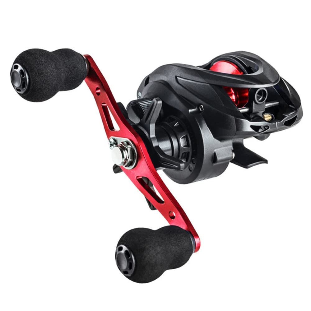 Adoolla Lure Low-Profile Reel, 6.3:1 Gear Ratio Ultra Smooth Baitcaster Fishing Reel, Long Casting Metal Fishing Baitcasting Reel AC2000 red (Left Hand)