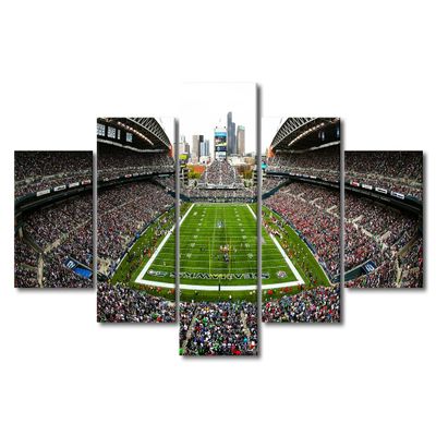 5 Pieces American Soccer Canvas Wall Art Century Link Field Seattle Soccer Team Art Print for Wall Decor Football Stadium Posters Gift for Men Boys Room House Wall Decorations Ready to Hang(60"Wx32"H)