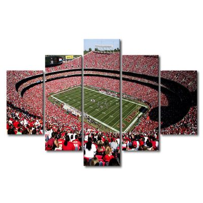 5 Panel American Soccer Decor Wall Art Chiefs Sports Stadium Paintings Sports Pictures Giclee Artwork Missouri, US Home Wall Decor for Living Room Framed Gallery-Wrapped Ready to Hang (60" Wx32 H)