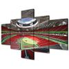 Canvas Wall Art American Decor Atlanta Soccer Sport Pictures Paintings 5 Panel Canvas Wall Art Falcons Mercedes-Benz Stadium Artwork Home Decor for Living Room Giclee Framed Ready to Hang (50"Wx24"H) view 1