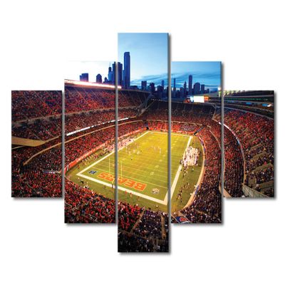 5 Piece Chicago Wall Art Soldier Field Paintings Home Decor American Soccer Prints on Canvas Sports Stadium Modern Artwork Stadium Picture for Living Room Framed Stretched Ready to Hang (60" Wx40 H)