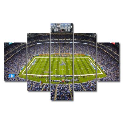 5 Panel American Detroit Decor Wall Art Sports Canvas Printing Football Posters Lions Soccer Team Ford Field Pictures for Living Room Bedroom Decorations Stretched and Framed Ready to Hang (60"Wx32"H)