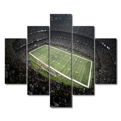 5 Piece Canvas Wall Art New Orleans, USA Paintings Home Decor Soccer Prints on Canvas Caesars Superdome Modern Artwork Stadium Picture for Living Room Office Framed Stretched Ready to Hang(60"Wx40"H)