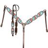 Showman Southwest Serape Print Single Ear Leather Headstall & Breast Collar Set view 1