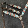 Showman Southwest Serape Print Single Ear Leather Headstall & Breast Collar Set view 2