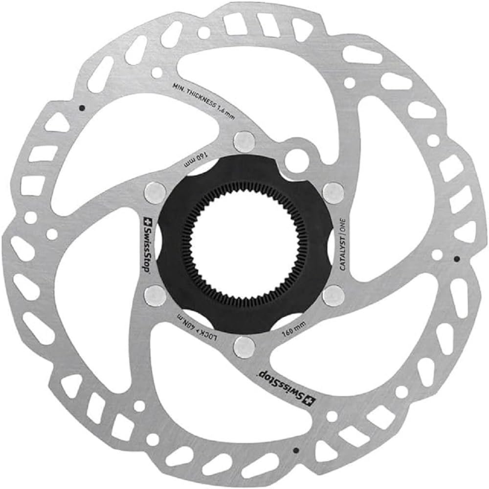 SwissStop Catalyst One Centre Lock Disc Brake Rotor 160mm diameter, Silver