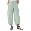 Maiyifu-GJ Women's Linen Baggy Cropped Pants Solid Elastic Waist Summer Beach Trousers Lightweight Wide Leg Loose Sweatpants (Light Green,Large) view 1