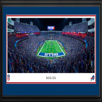 Buffalo Bills, Night Game (end zone) - 44x18-inch Double Mat, Deluxe Framed Picture by Blakeway Panoramas