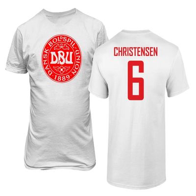 FLAURA Denmark Soccer #6 Christensen World Football Fans Adult and Youth T-Shirt (White, 4X-Large)