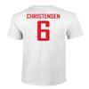 FLAURA Denmark Soccer #6 Christensen World Football Fans Adult and Youth T-Shirt (White, 4X-Large) view 3