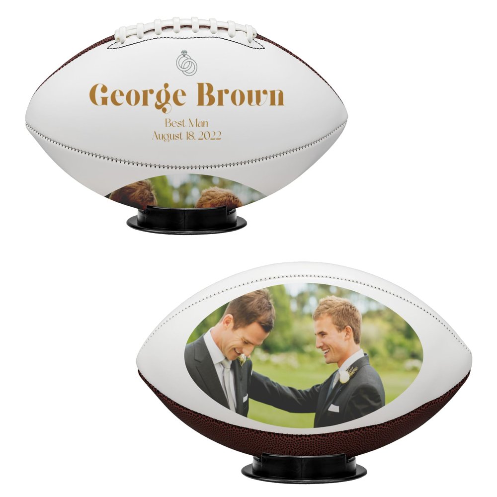 Personalized Football Best Man Wedding Message for Sports Fans Customized College Football Wedding Proposal Game Accessories Custom Sports Ball Fans Groomsmen Picture Accessories from Groom