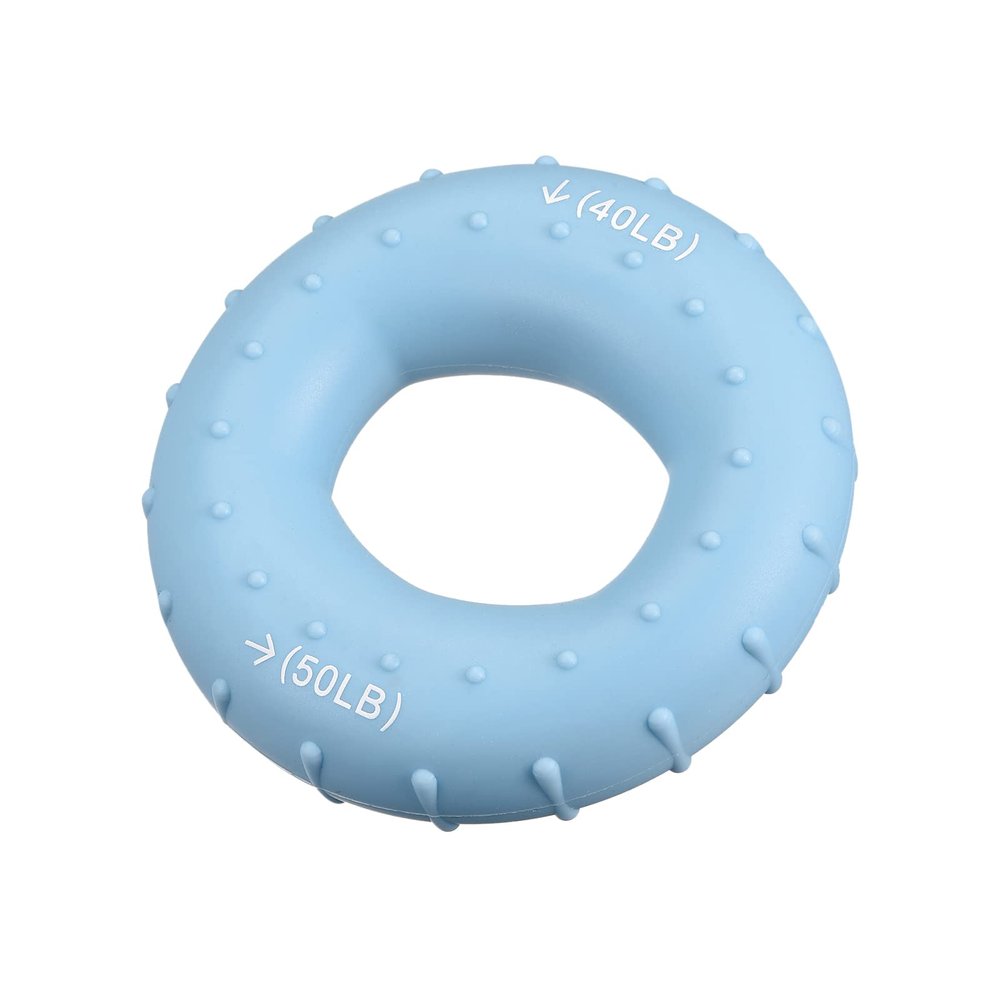 uxcell Hand Grip Strengthener, 2.76" 40-50 Lbs Silicone Rings Fingers Forearms Exercises Grip Trainer for Rock Climbing Athletes Workout, Blue