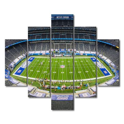 New York Soccer Wall Art 5 Piece Football Stadium Room Decor Canvas Printing Posters MetLife Stadium Sports Framed Artwork Soccer Picture for Boys Bedroom Home Wall Decor Ready to Hang (60" Wx40 H)